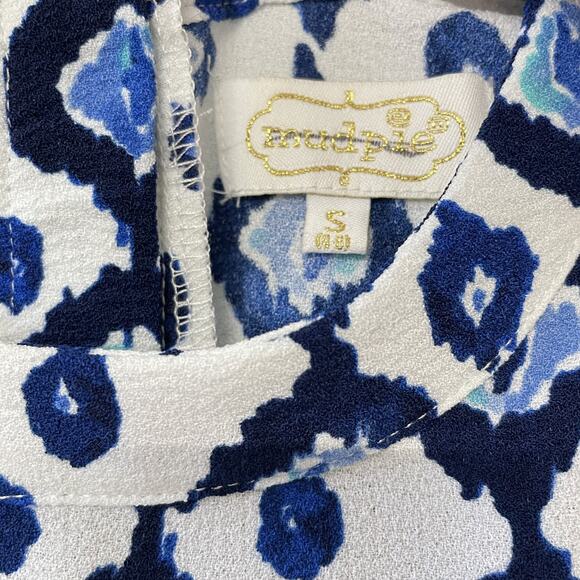 Mud Pie Womens Dress Size S Blue and White Ikat Batik Preppy - Picture 6 of 7